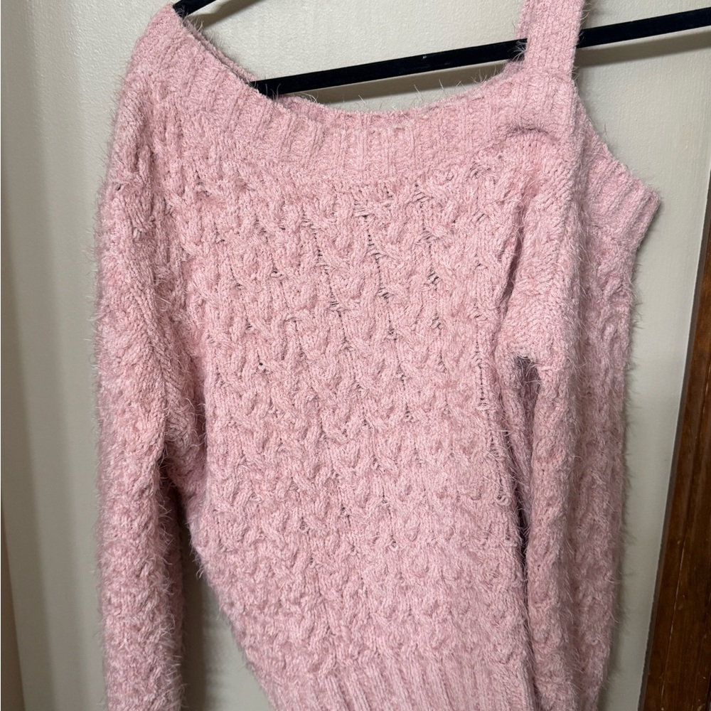 Willow & Root Pink Cable Knit Sweater